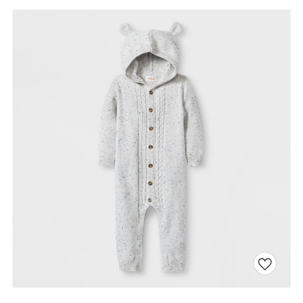 Baby Boys' Nep Bear Hood Romper - Cat & Jack™ Heather Gray